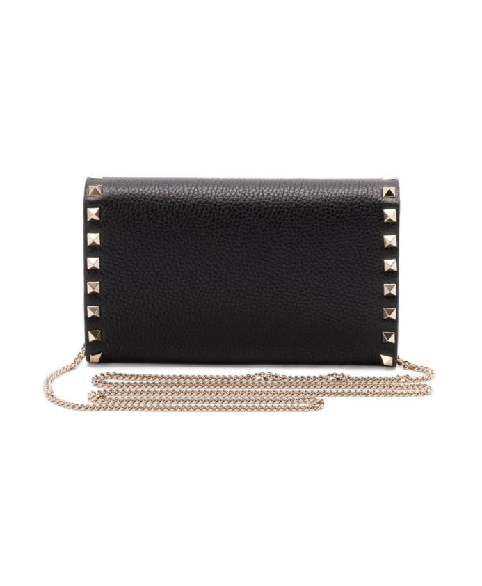 Black Rockstud Chain Strap Flap Bag