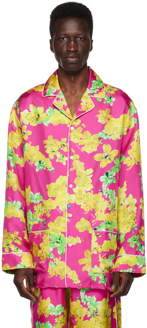 Versace Underwear Pink Floral Pyjama Shirt