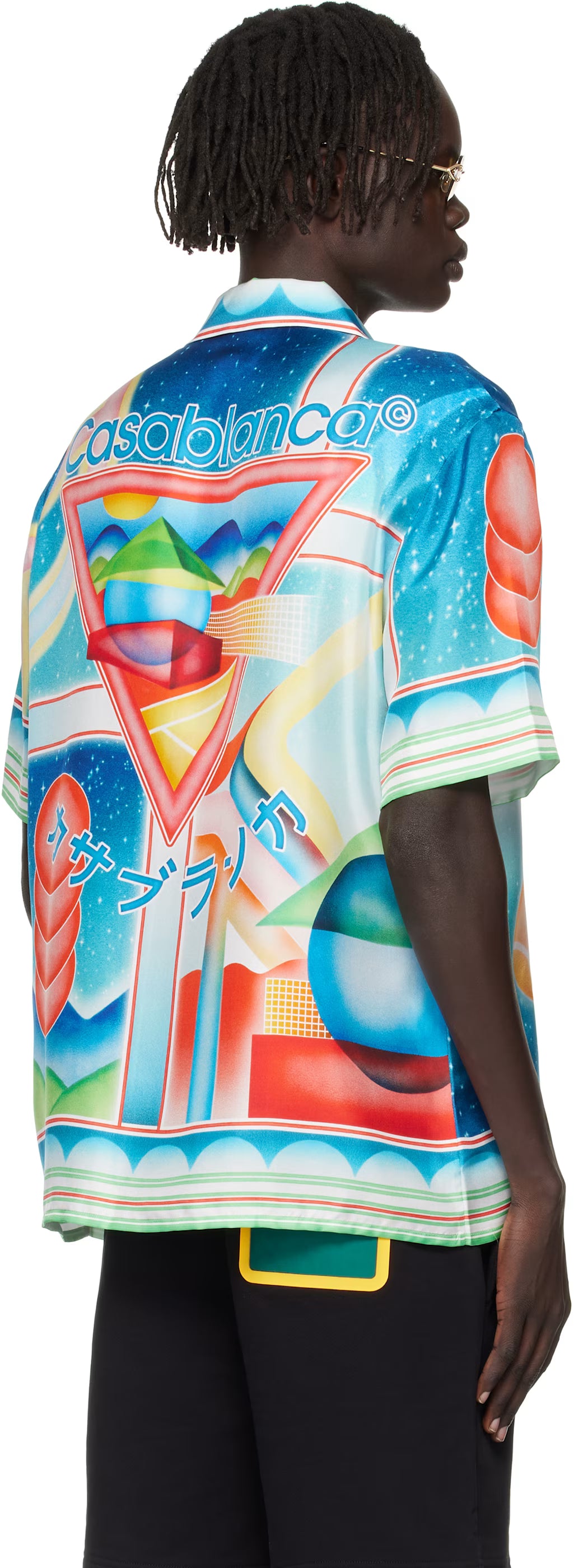 Multicolor Galaxy Court Short Sleeve Silk Shirt
