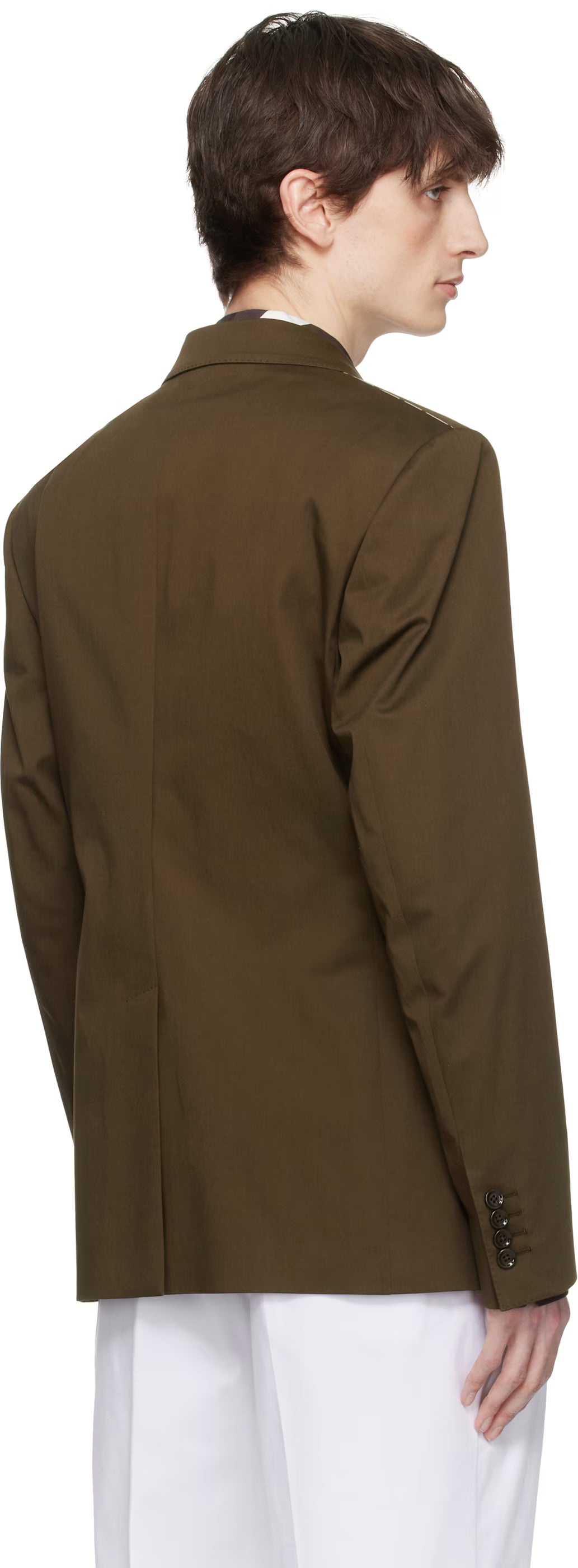 Dolce&Gabbana Brown Double-Breasted Technical Gabardine Blazer
