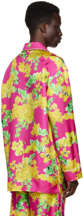 Versace Underwear Pink Floral Pyjama Shirt