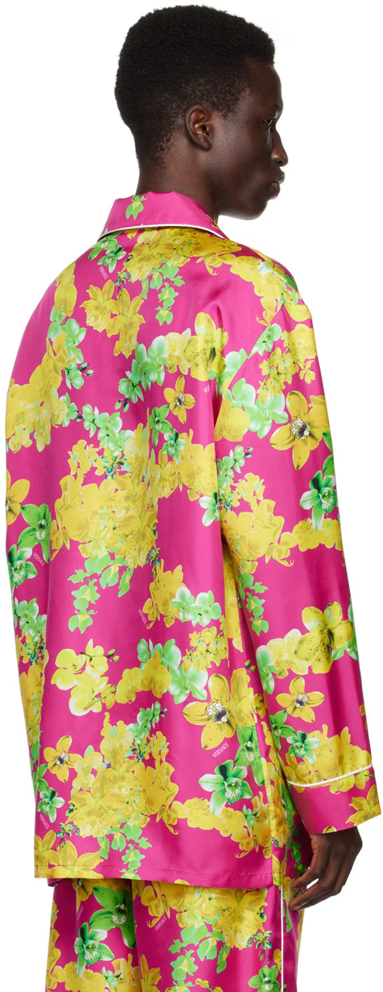 Versace Underwear Pink Floral Pyjama Shirt