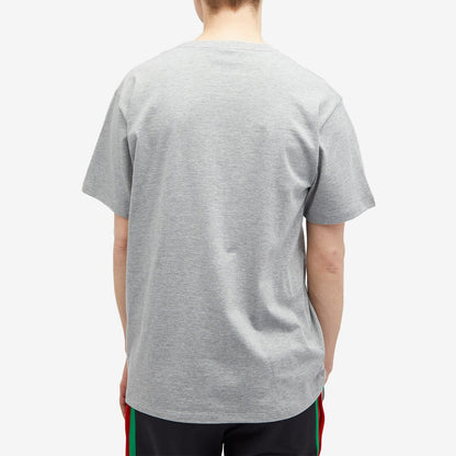 Gucci Men's Interlocking GG College Logo T-Shirt in Grey Melange