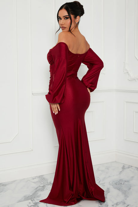 Denise Off Shoulder Maxi Dress - Wine