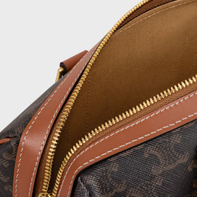 Celine Medium Boston Bag in Triomphe Canvas and Calfskin