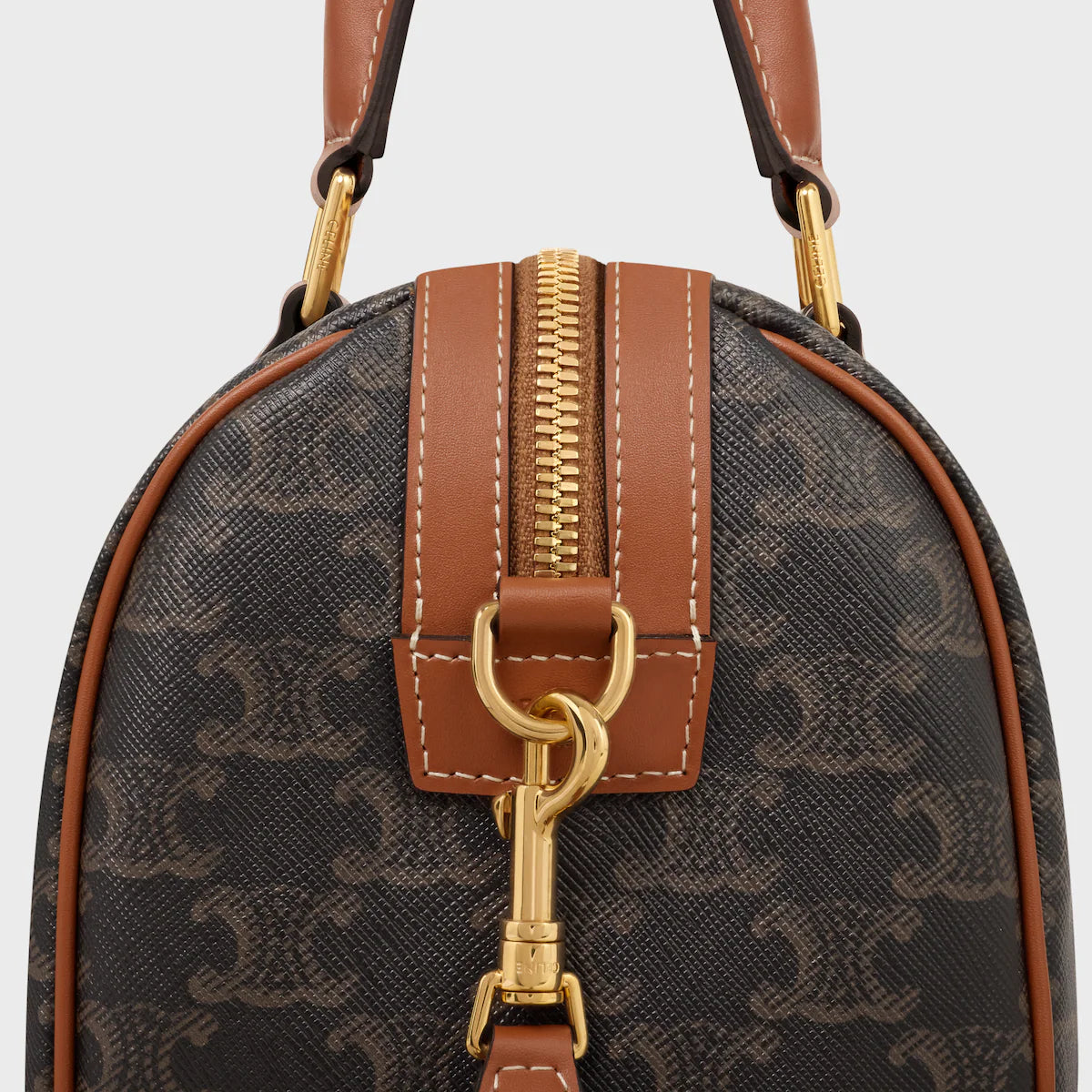 Celine Medium Boston Bag in Triomphe Canvas and Calfskin