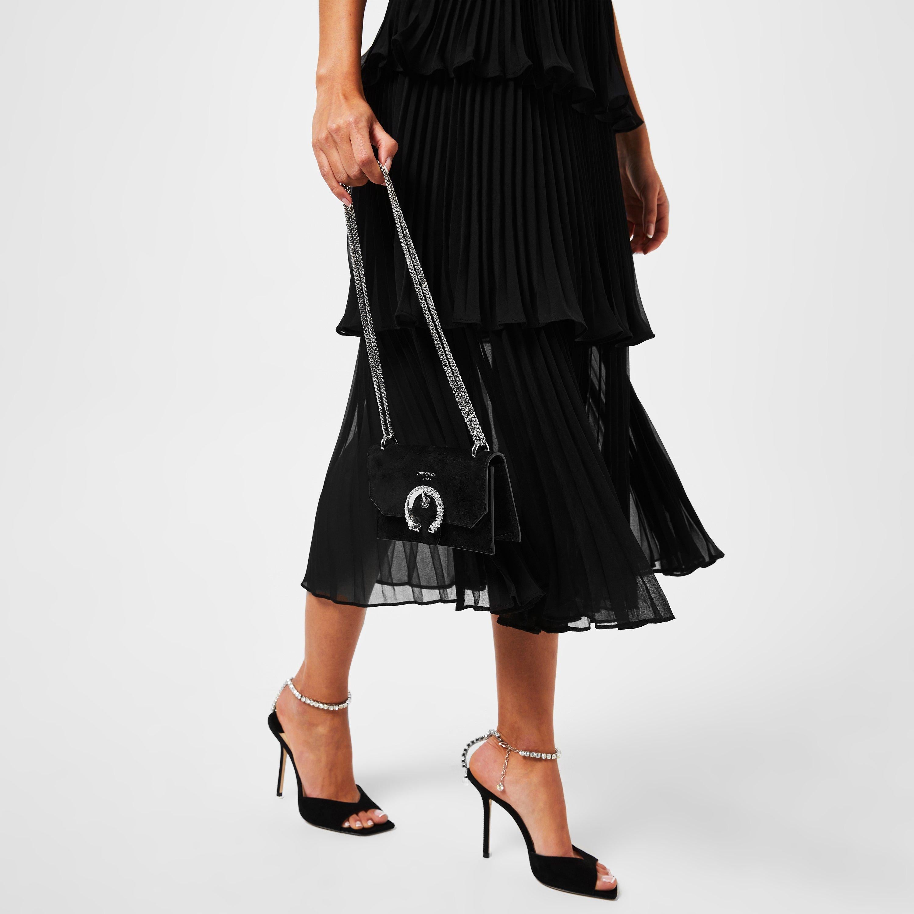 Crystal Ankle Chain Leather Saeda 100 Sandals