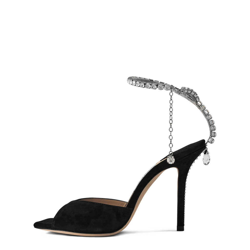 Women's Crystal Ankle Chain Leather Saeda 100 Sandals
