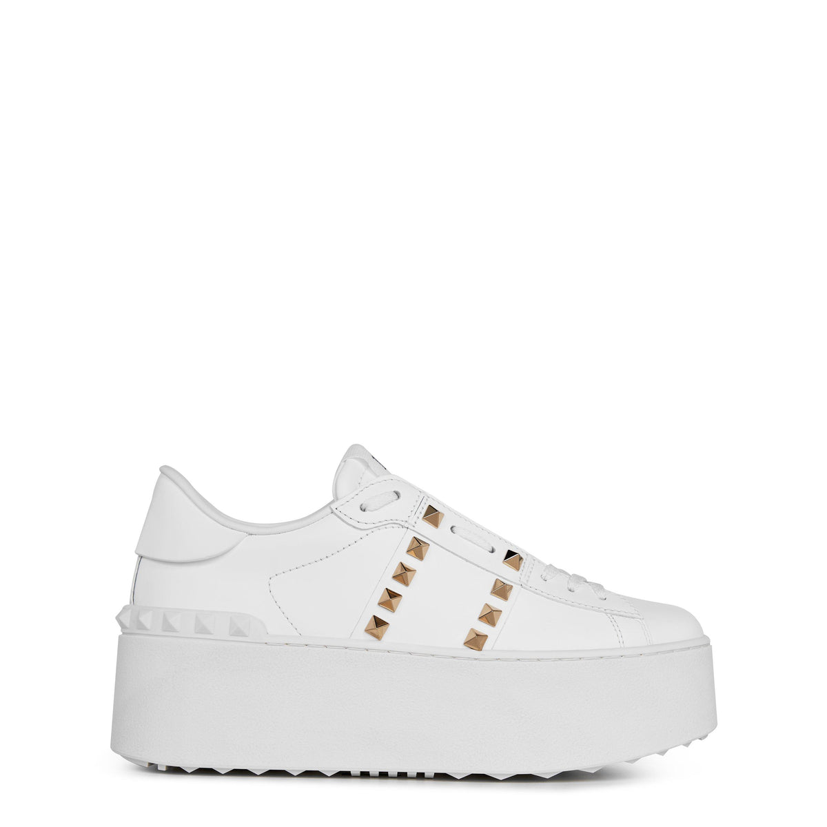 Rockstud Untitled Leather Platform Sneakers