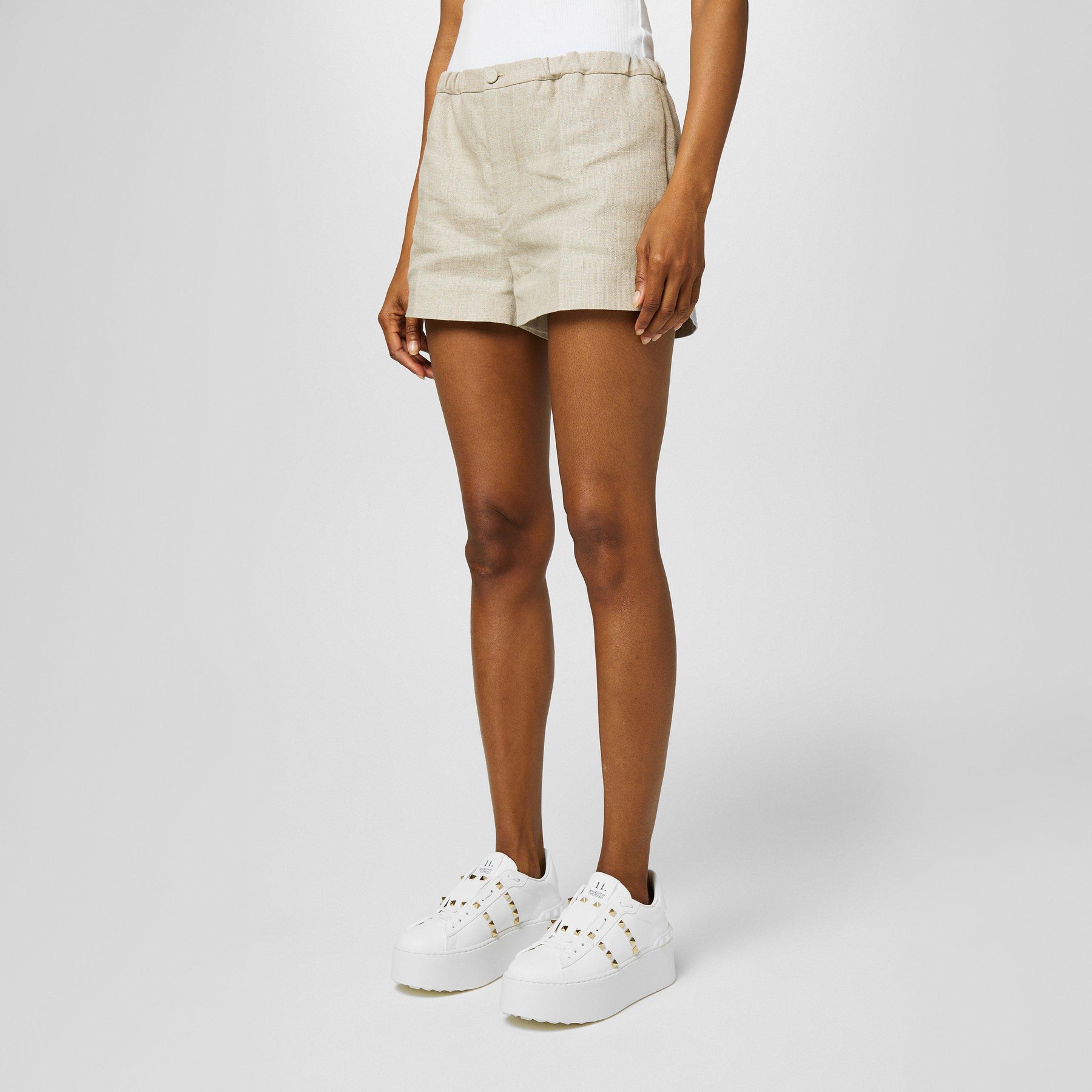 Rockstud Untitled Leather Platform Sneakers