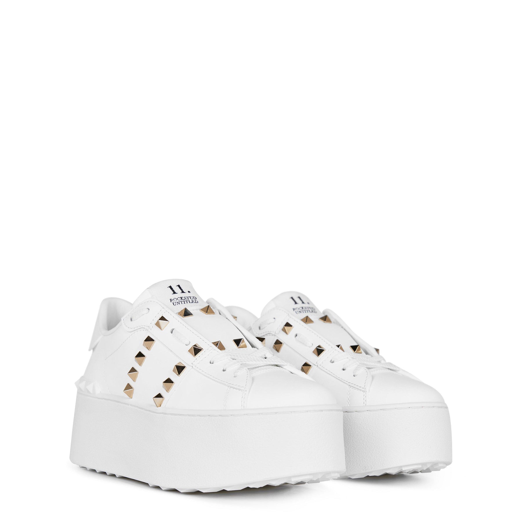Rockstud Untitled Leather Platform Sneakers