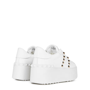Rockstud Untitled Leather Platform Sneakers