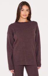 Chocolate Light Rib Knit Oversized Top