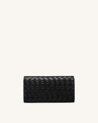 Woven Texture Flap Wallet - Chocolate