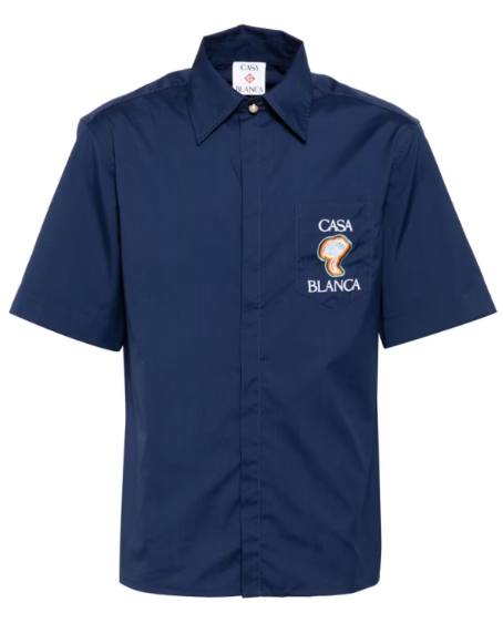 Casablanca Blue Polo Shirt Button Fastening