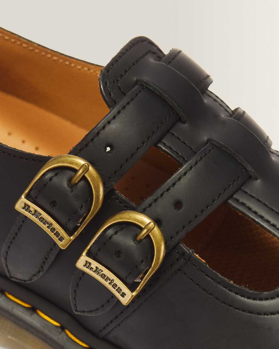 8065 Smooth Leather Mary Jane Shoes — Black