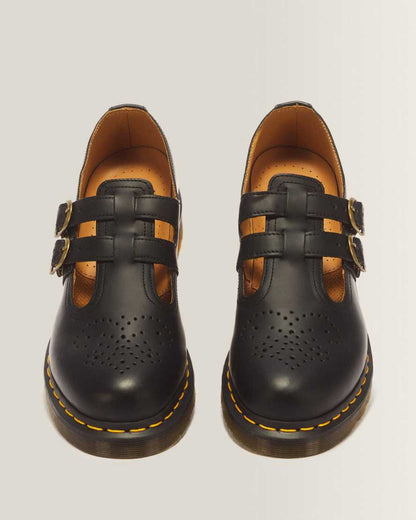 8065 Smooth Leather Mary Jane Shoes — Black