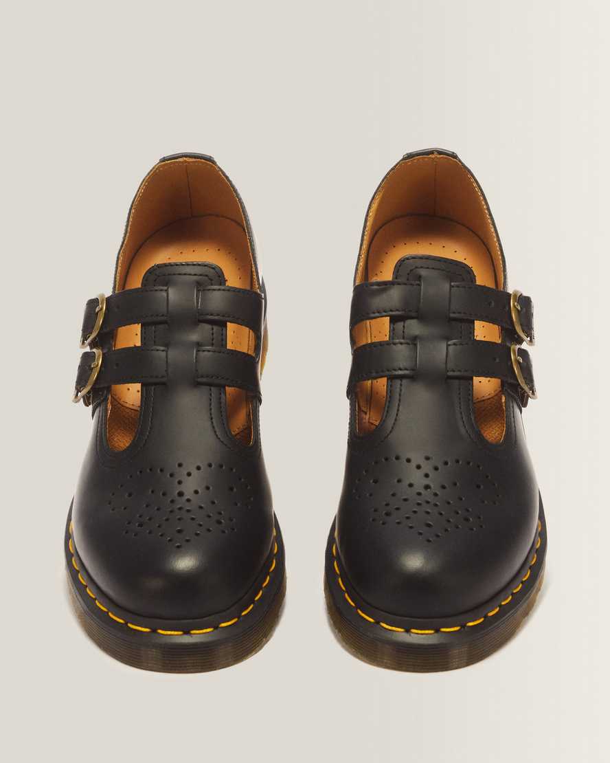 8065 Smooth Leather Mary Jane Shoes — Black
