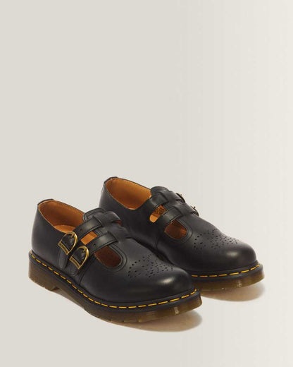 8065 Smooth Leather Mary Jane Shoes — Black