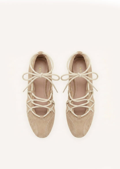 Iria Lace-Up Ballet Flats - Dusty Rose