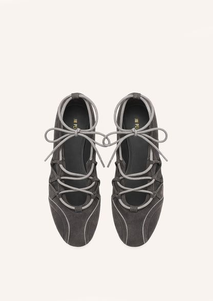 Iria Lace-Up Ballet Flats - Dusty Rose