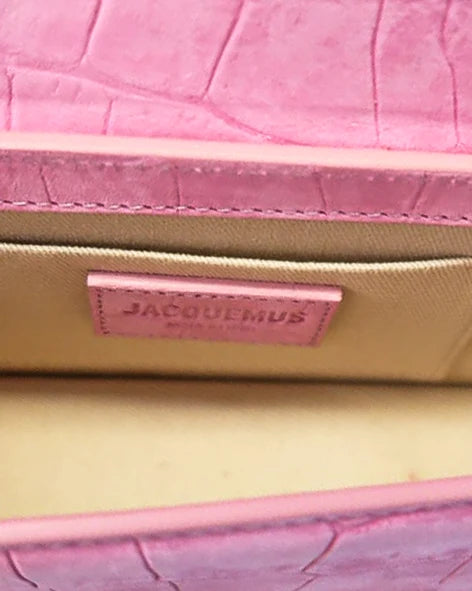 Jacquemus Pink Croc-Embossed Le Chiquito Long Crossbody Bag