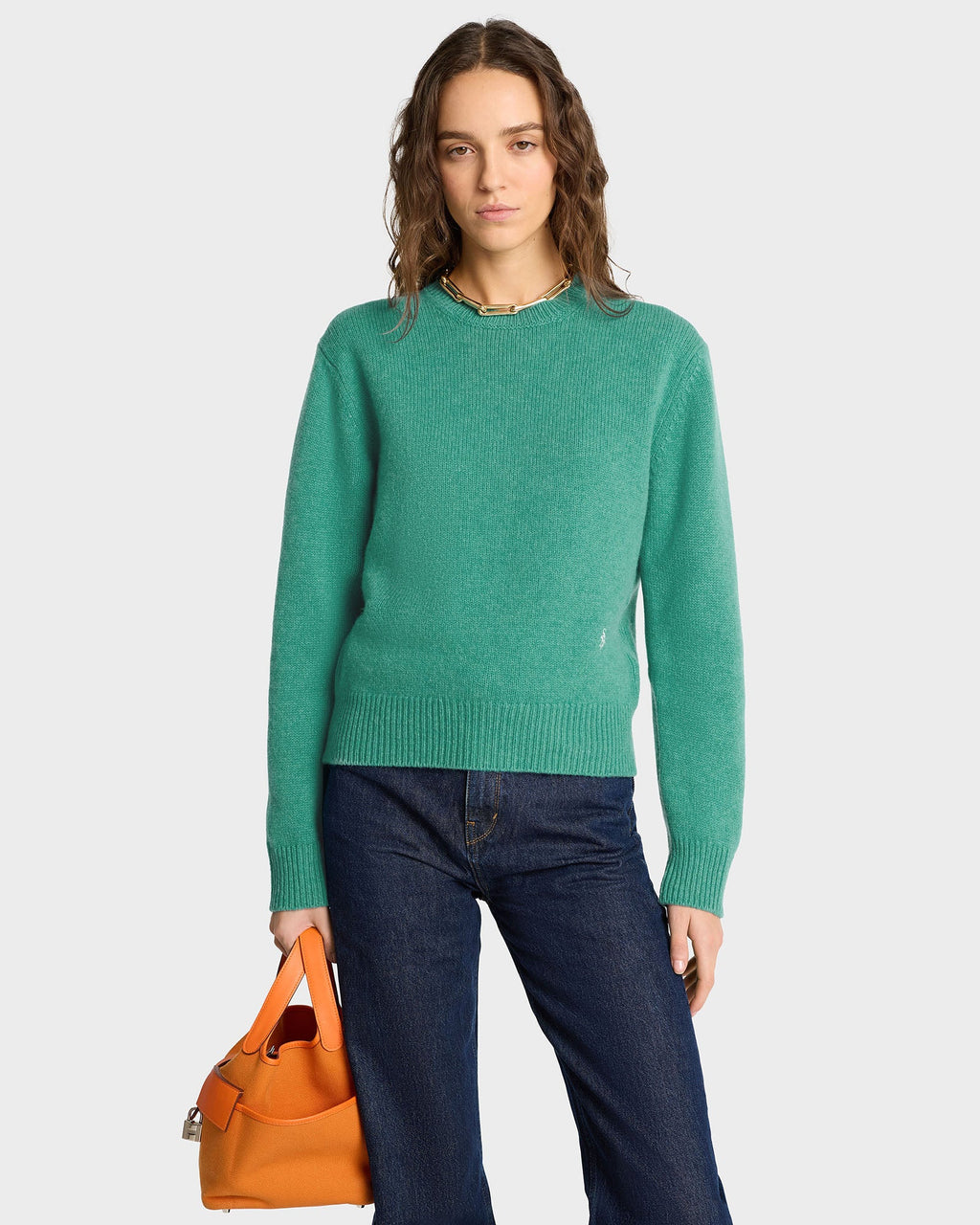 SRC Wool Crewneck - Spring Green/White