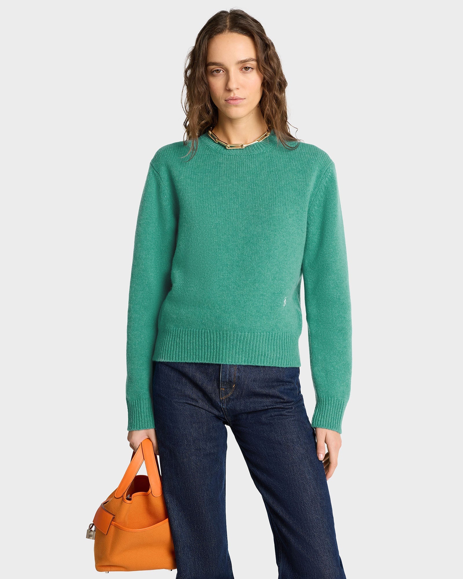 SRC Wool Crewneck - Spring Green/White