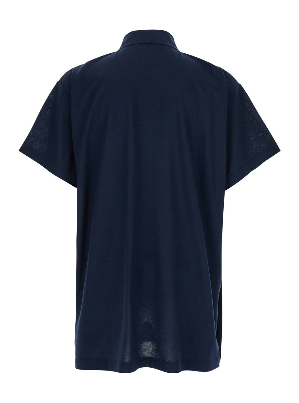Balenciaga Blue Polo Shirt with Embroidered Logo on the Front in Tone on Tone Cotton Piquet Man