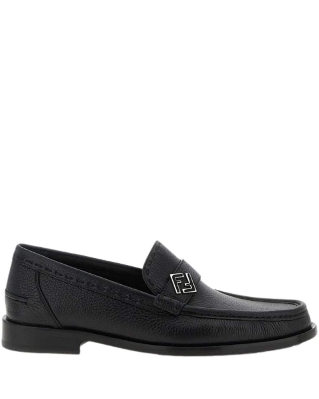 Fendi Leather Penny Loafers with FF Hardware – Black
