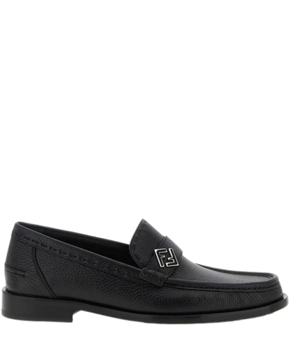Fendi Leather Penny Loafers with FF Hardware – Black