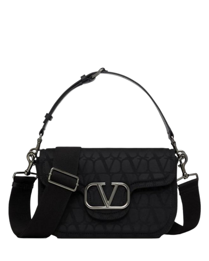 Black V Logo Toile Iconographe Cross Body Bag