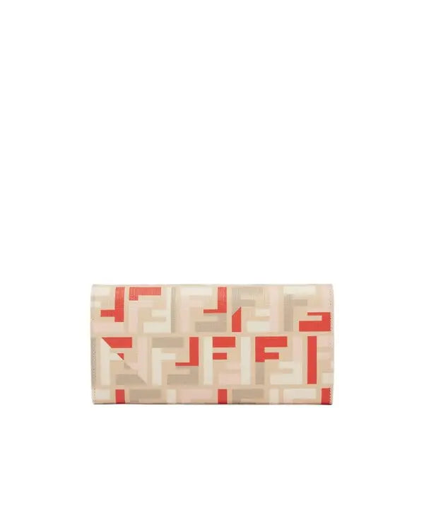 Fendi  roma chained continental wallet - beige