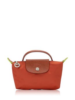 Longchamp Le Pliage Orange Pouch With Handle Chestnut