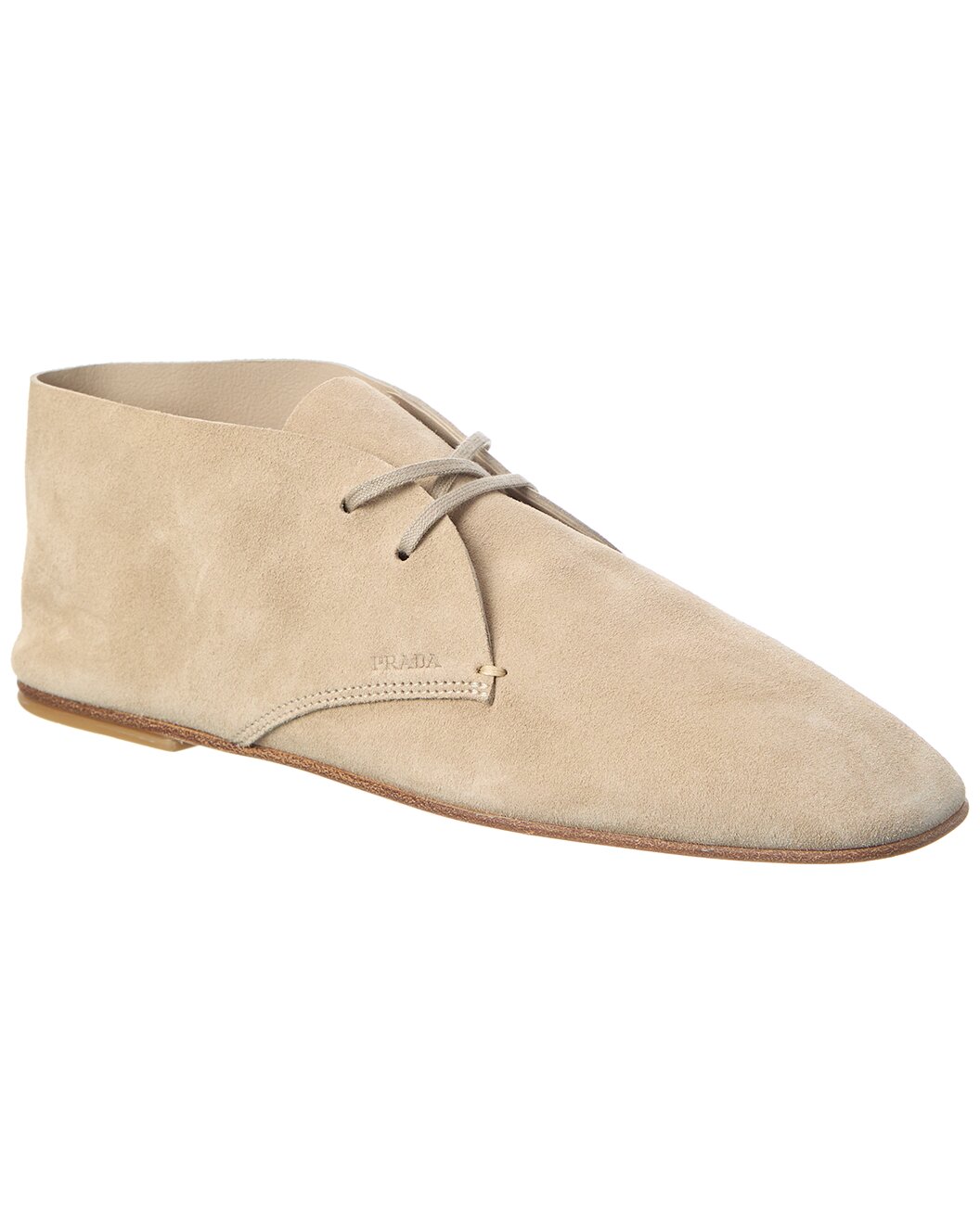 Prada Beige Suede Lace-Up Chukka Shoes