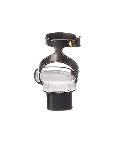 Prada Black Leather Ankle Strap Sandals with Low Heel