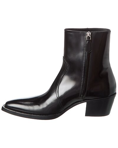 Prada Black Glossed Leather Western Ankle Boots