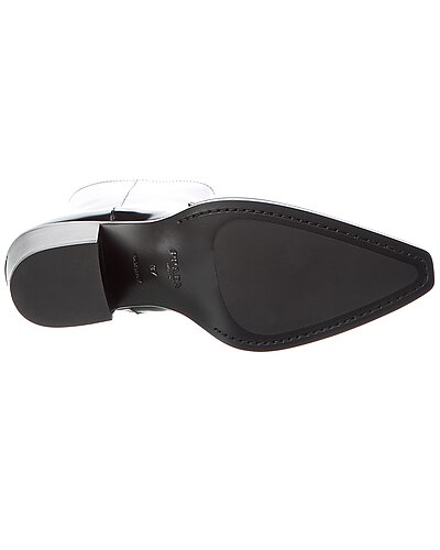 Prada Black Glossed Leather Western Ankle Boots