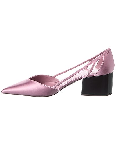 Prada Lilac Satin Pointed-Toe Block Heel Pumps