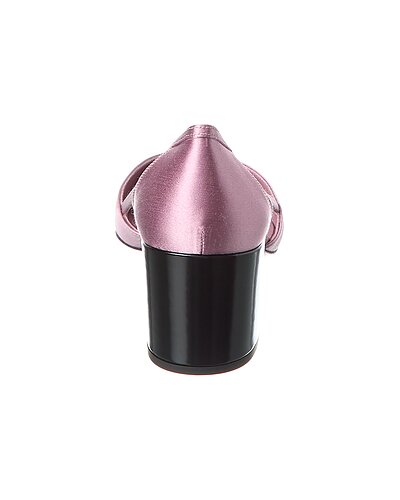 Prada Lilac Satin Pointed-Toe Block Heel Pumps