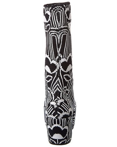 Prada Monochrome Floral Knit Platform Sock Boots