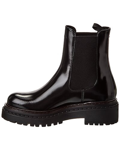 Prada Black Glossed Leather Lug-Sole Chelsea Boots
