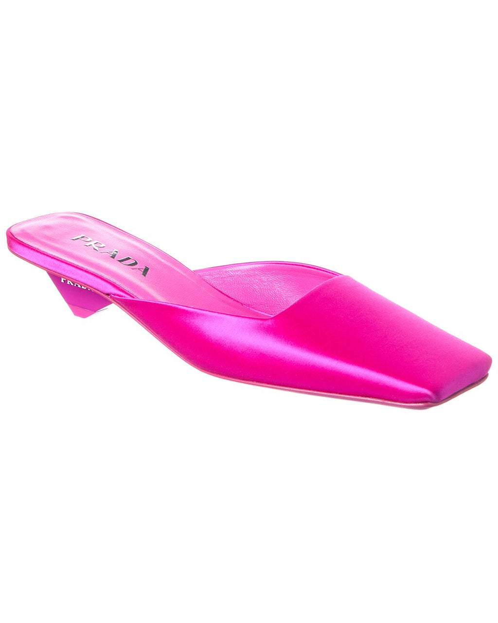 Prada Fuchsia Satin Kitten Heel Mules