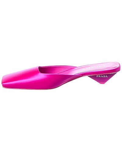 Prada Fuchsia Satin Kitten Heel Mules