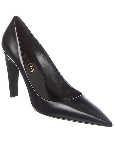 Prada Black Leather Pointed-Toe High Heel Pumps