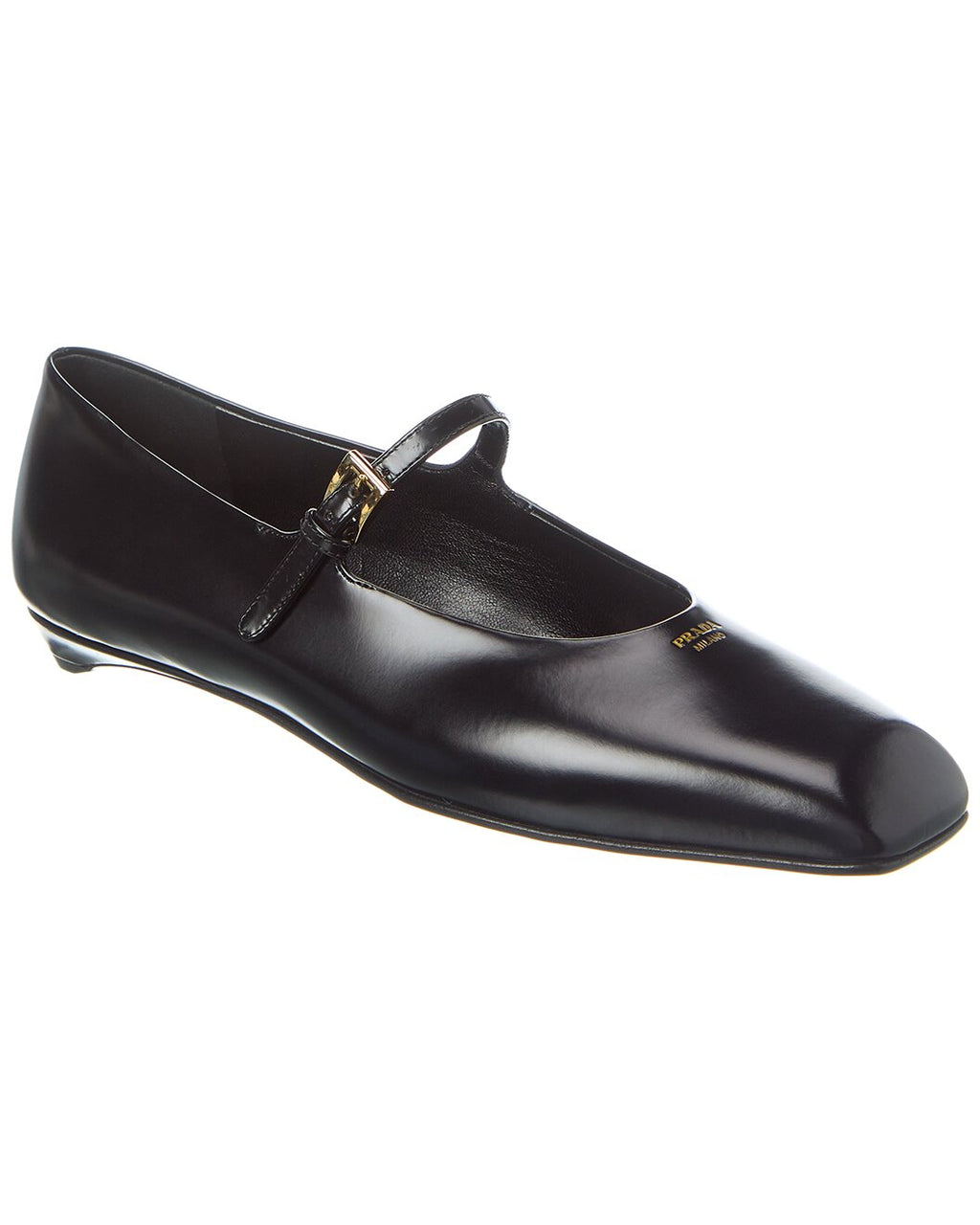 Prada Black Leather Mary Jane Ballet Flats