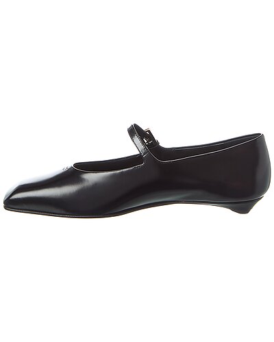Prada Black Leather Mary Jane Ballet Flats