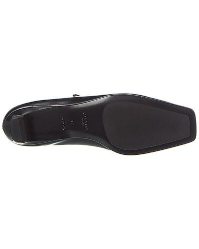 Prada Black Leather Mary Jane Ballet Flats