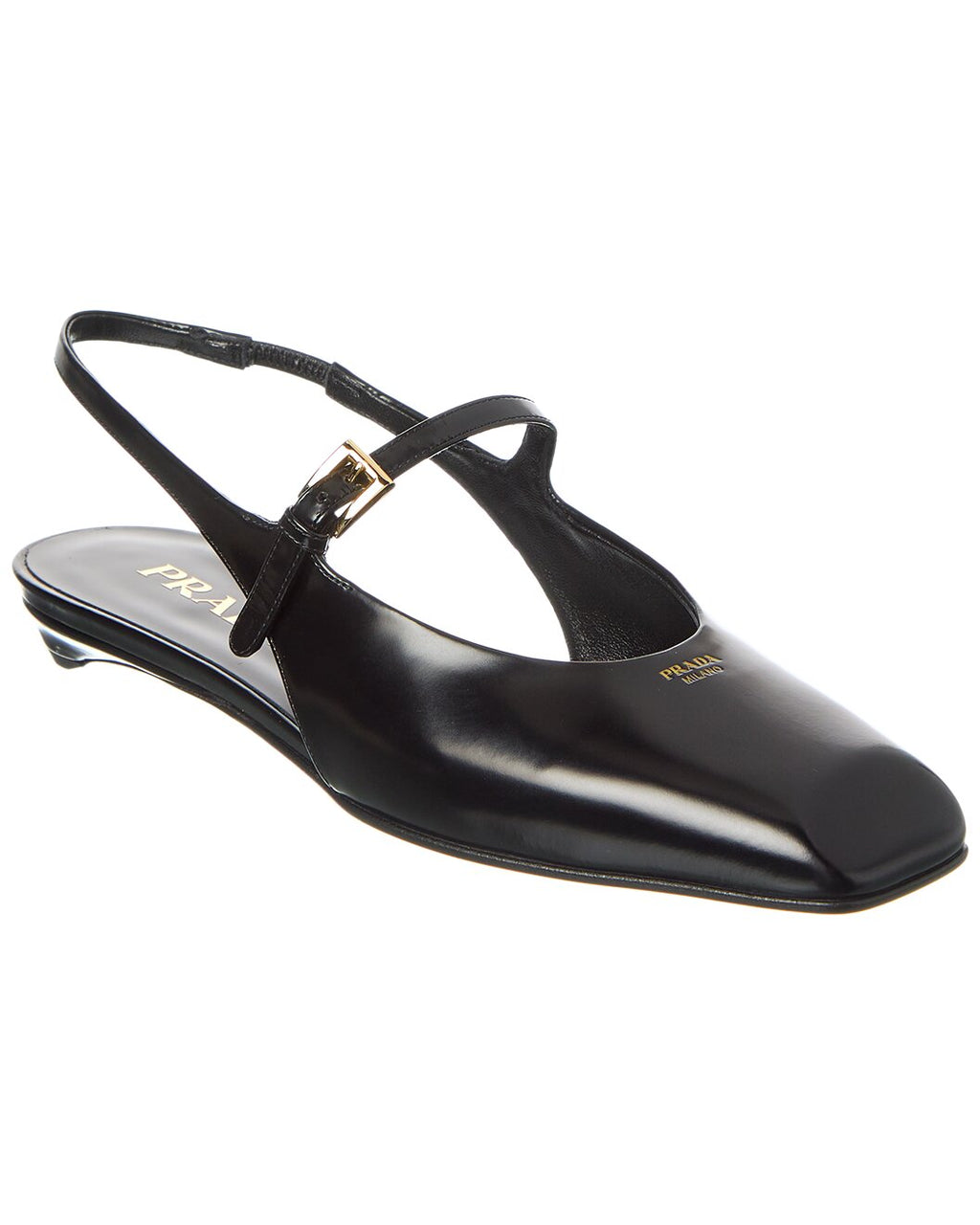 Prada Black Leather Slingback Mary Jane Flats