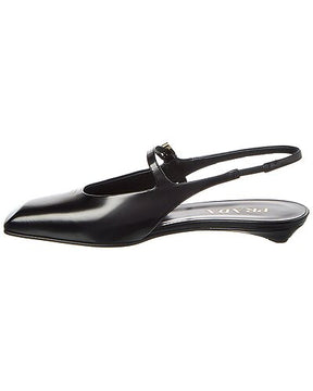 Prada Black Leather Slingback Mary Jane Flats
